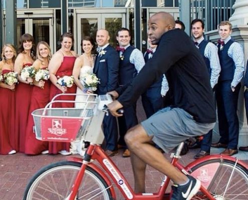 wedding, bike, bride, groom, photobomb, photo bomb, pictures